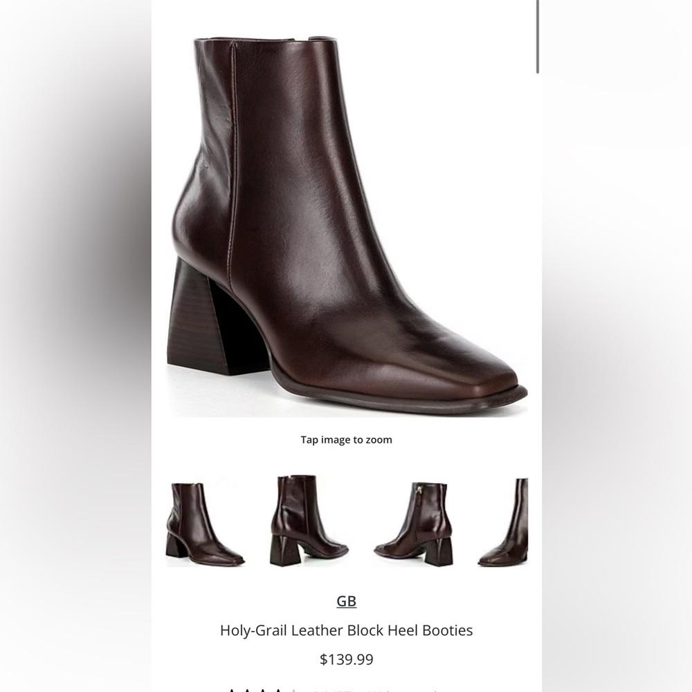 Gianni Bini Holy-Grail Brown Leather Block Heel Booties Womenโs Size 10M $140 - Picture 2 of 14